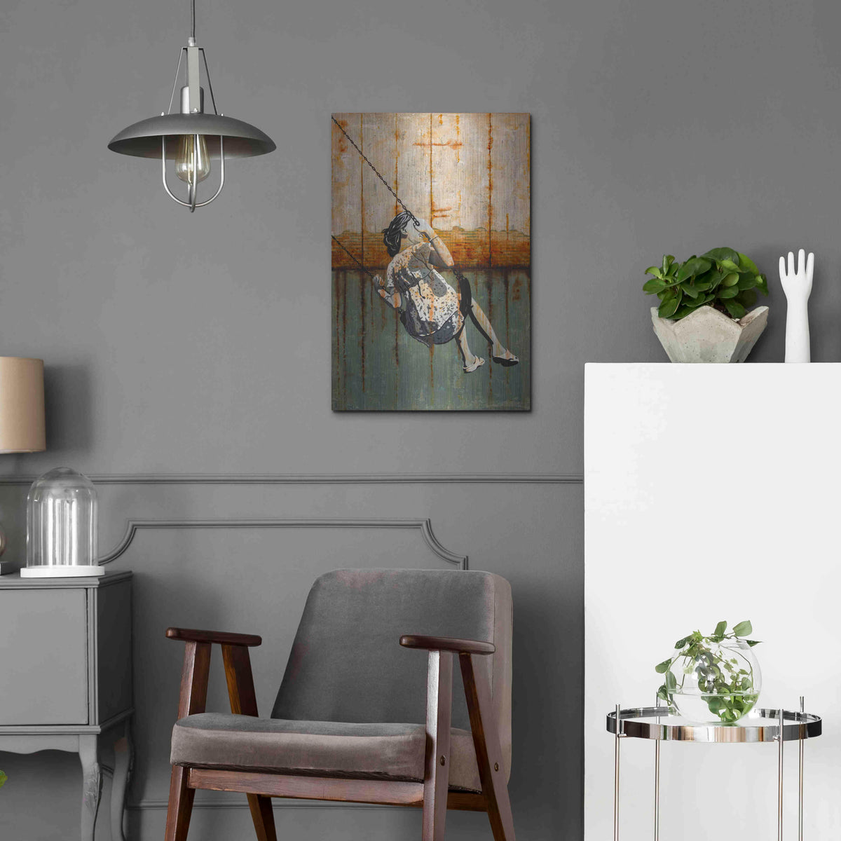 Luxe Metal Art 'A TENDER AGE' by DB Waterman,16x24
