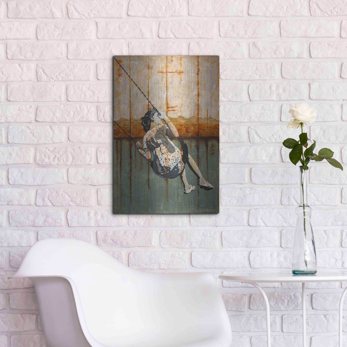 Luxe Metal Art 'A TENDER AGE' by DB Waterman,16x24