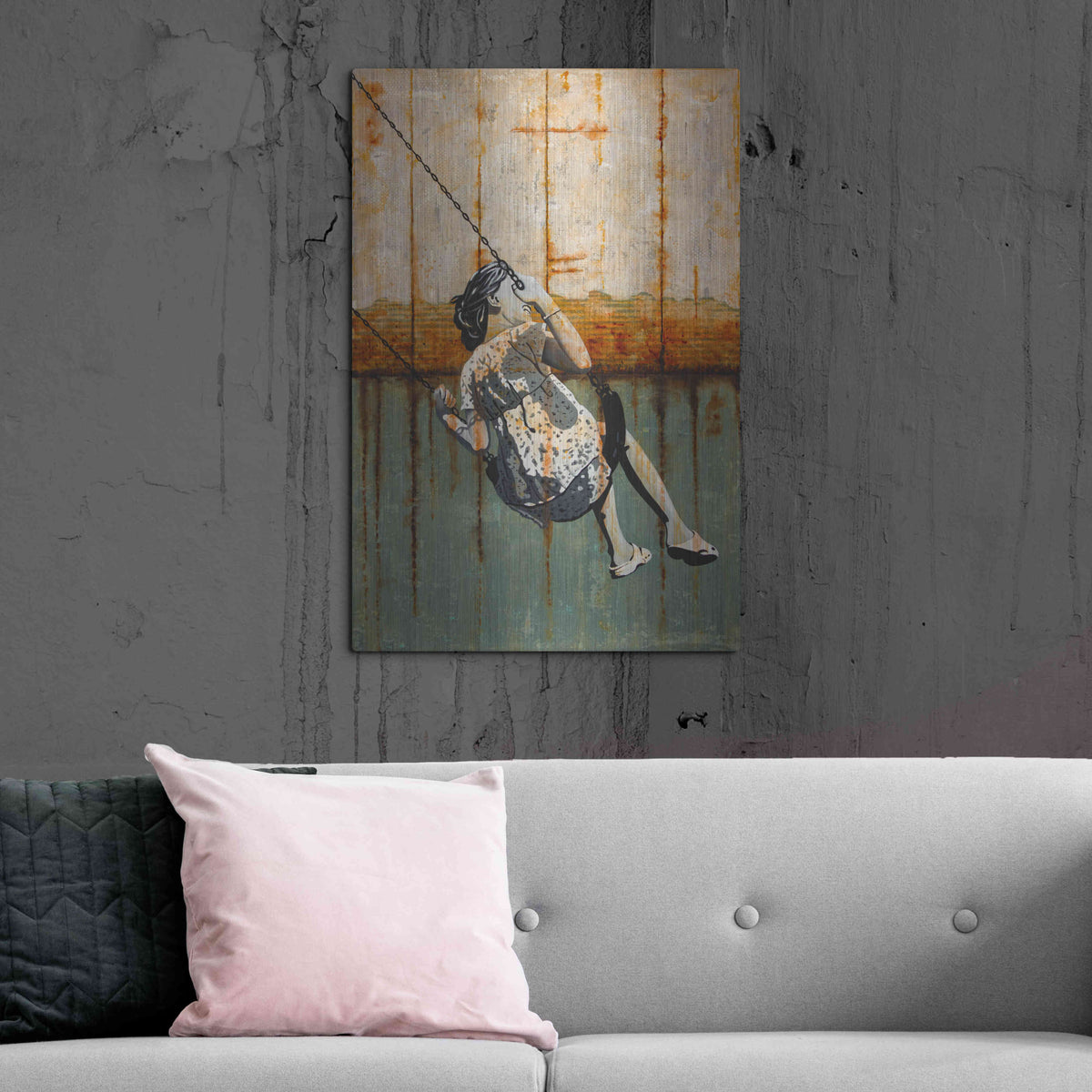Luxe Metal Art 'A TENDER AGE' by DB Waterman,24x36