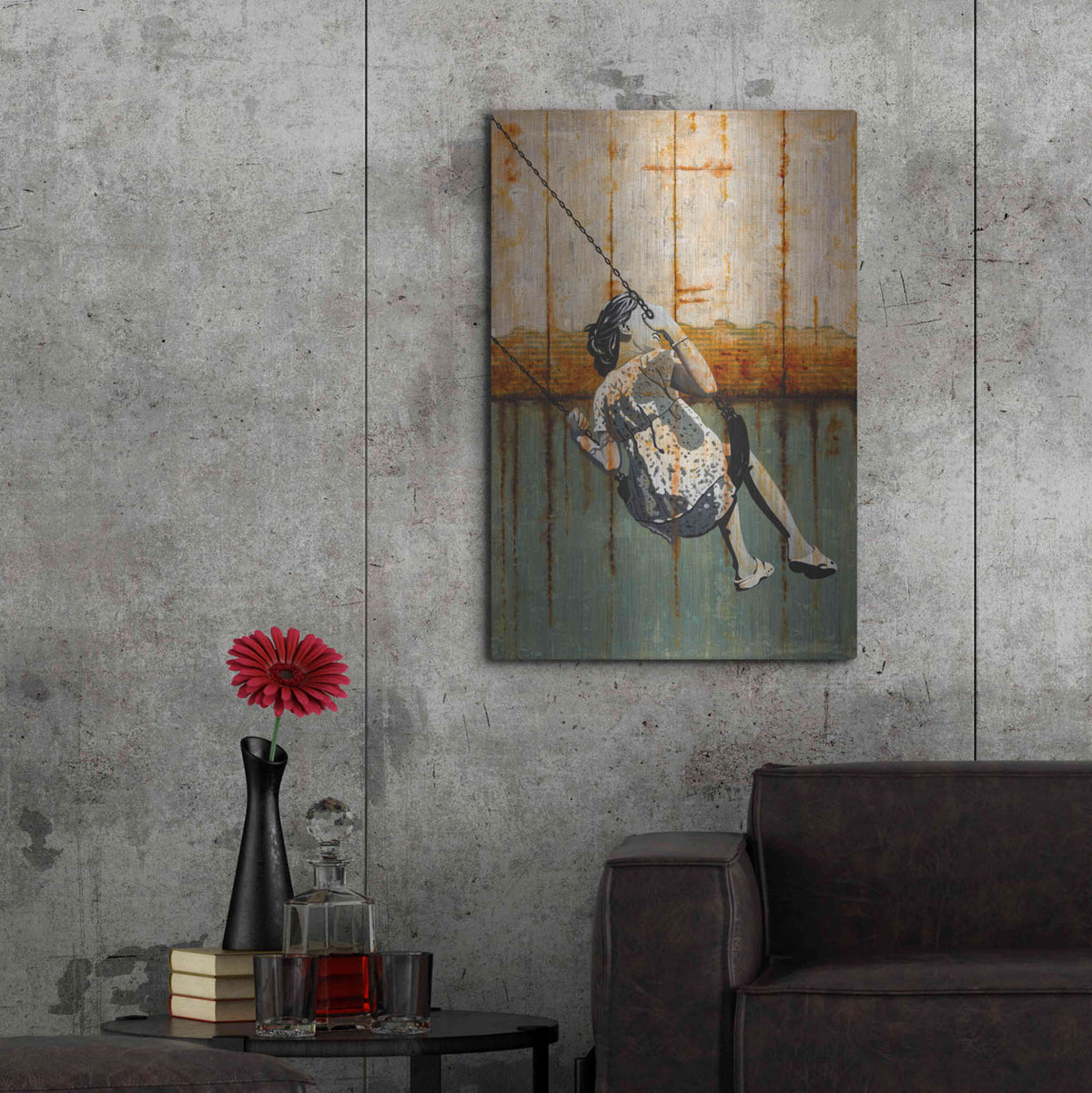 Luxe Metal Art 'A TENDER AGE' by DB Waterman,24x36