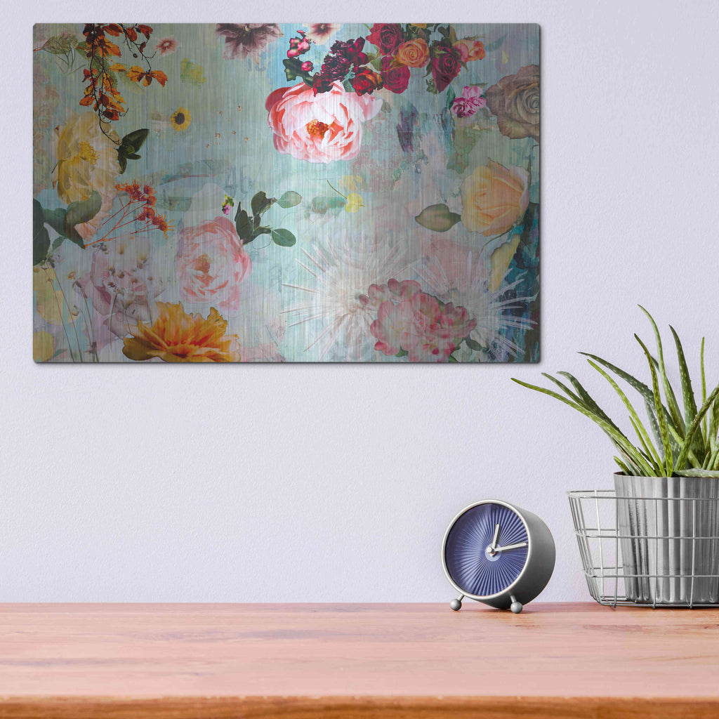 Luxe Metal Art 'BLOOM OF ROSE' by DB Waterman,16x12