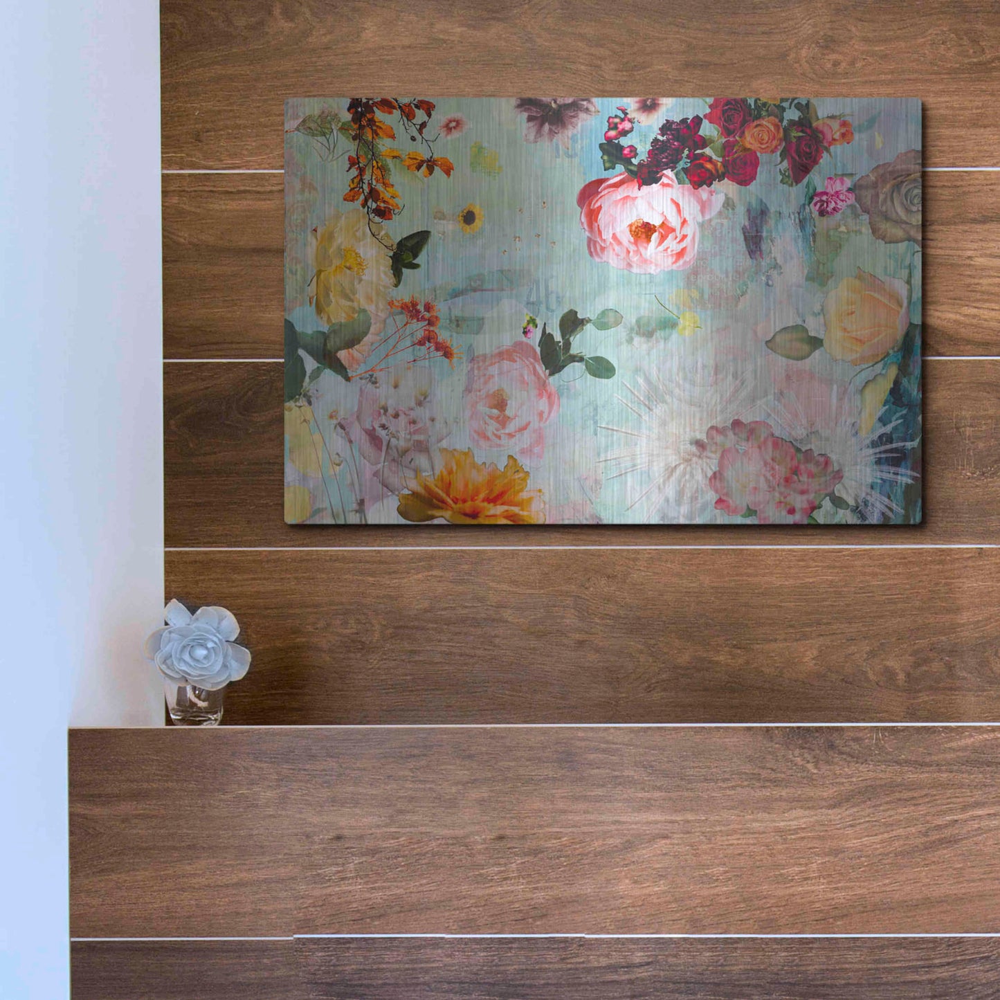 Luxe Metal Art 'BLOOM OF ROSE' by DB Waterman,16x12