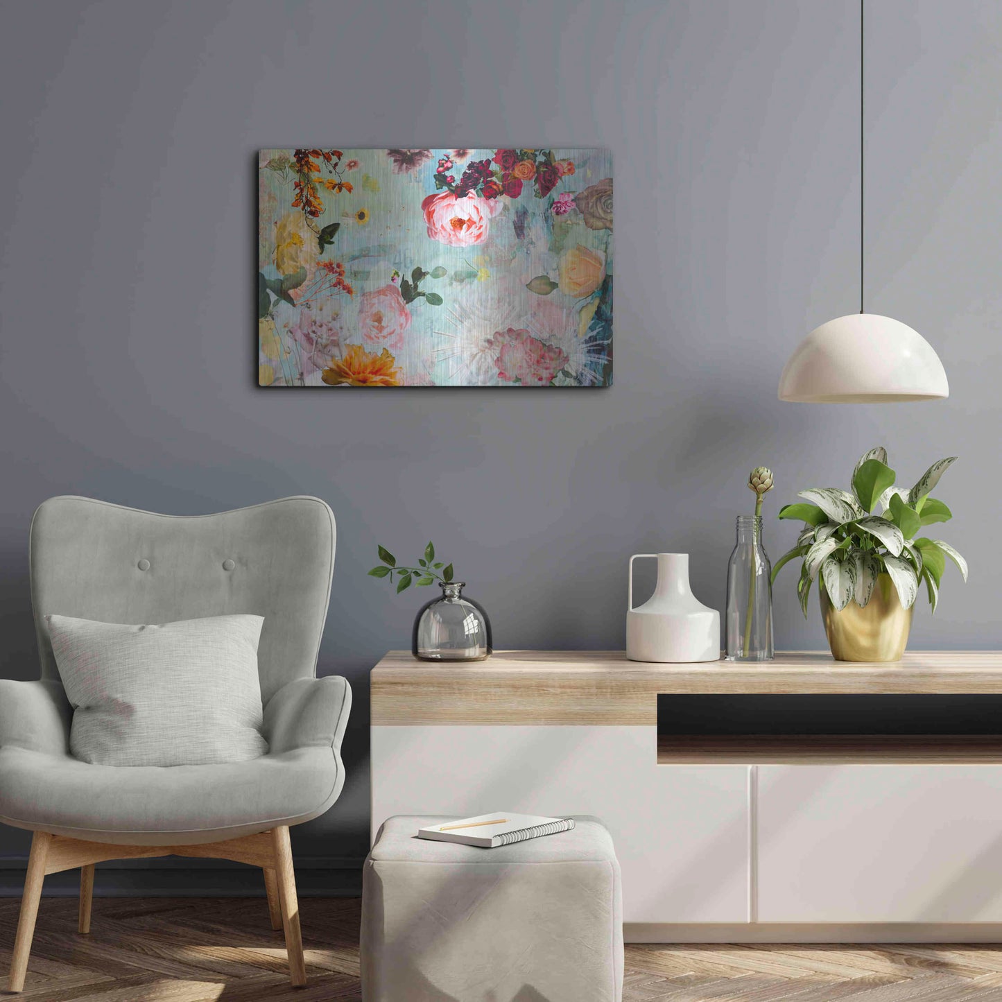 Luxe Metal Art 'BLOOM OF ROSE' by DB Waterman,24x16