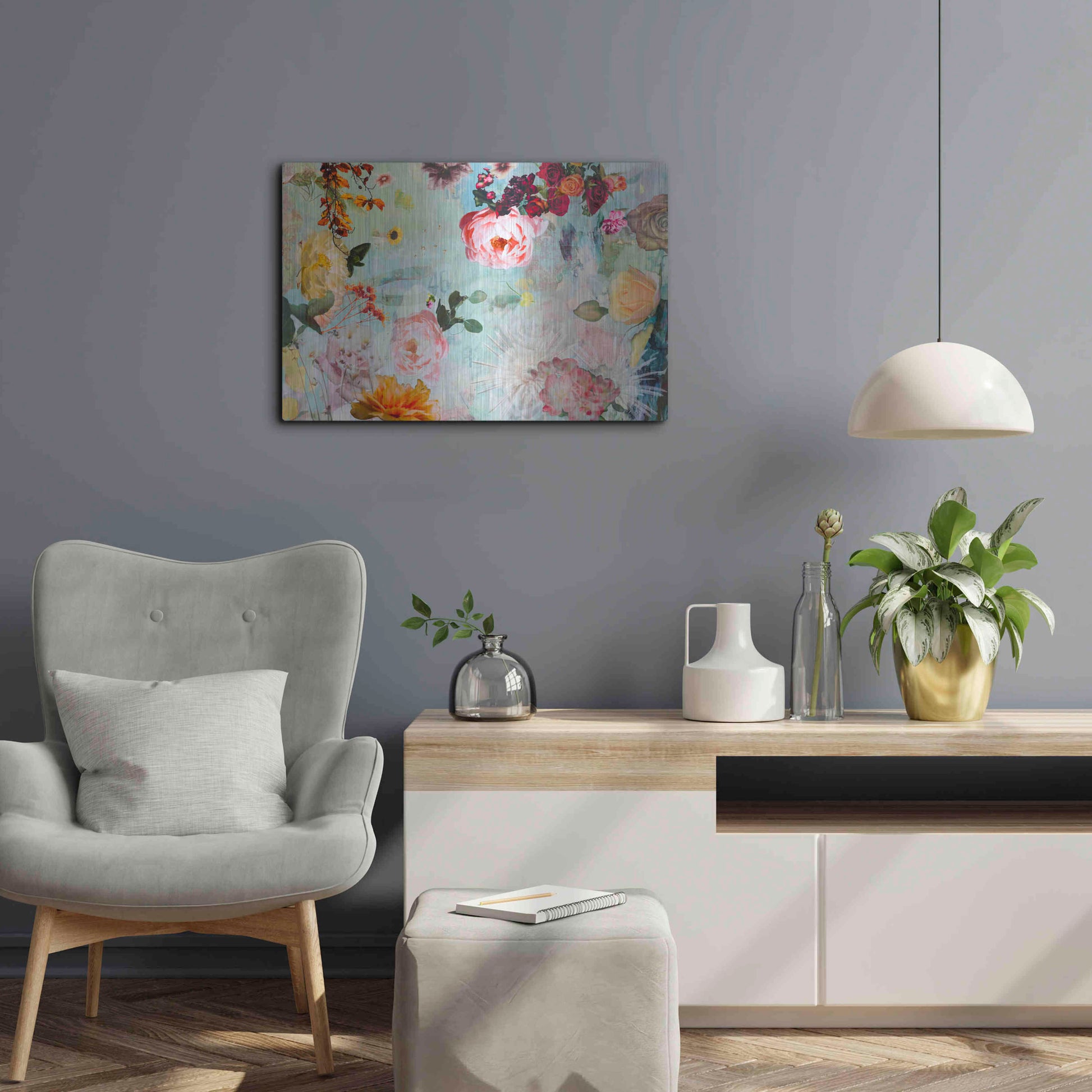 Luxe Metal Art 'BLOOM OF ROSE' by DB Waterman,24x16