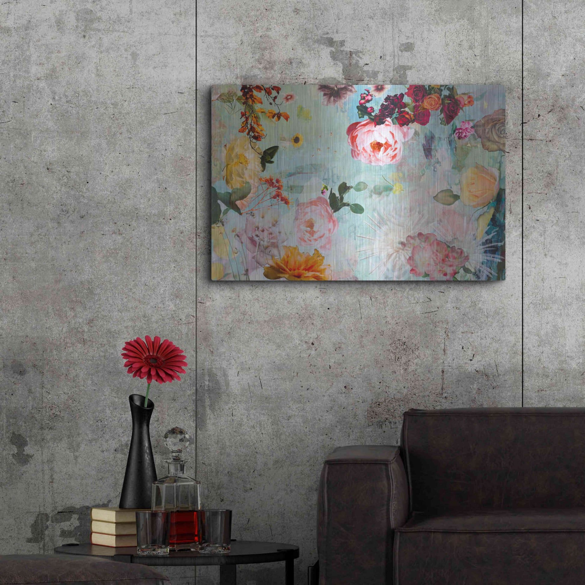 Luxe Metal Art 'BLOOM OF ROSE' by DB Waterman,36x24