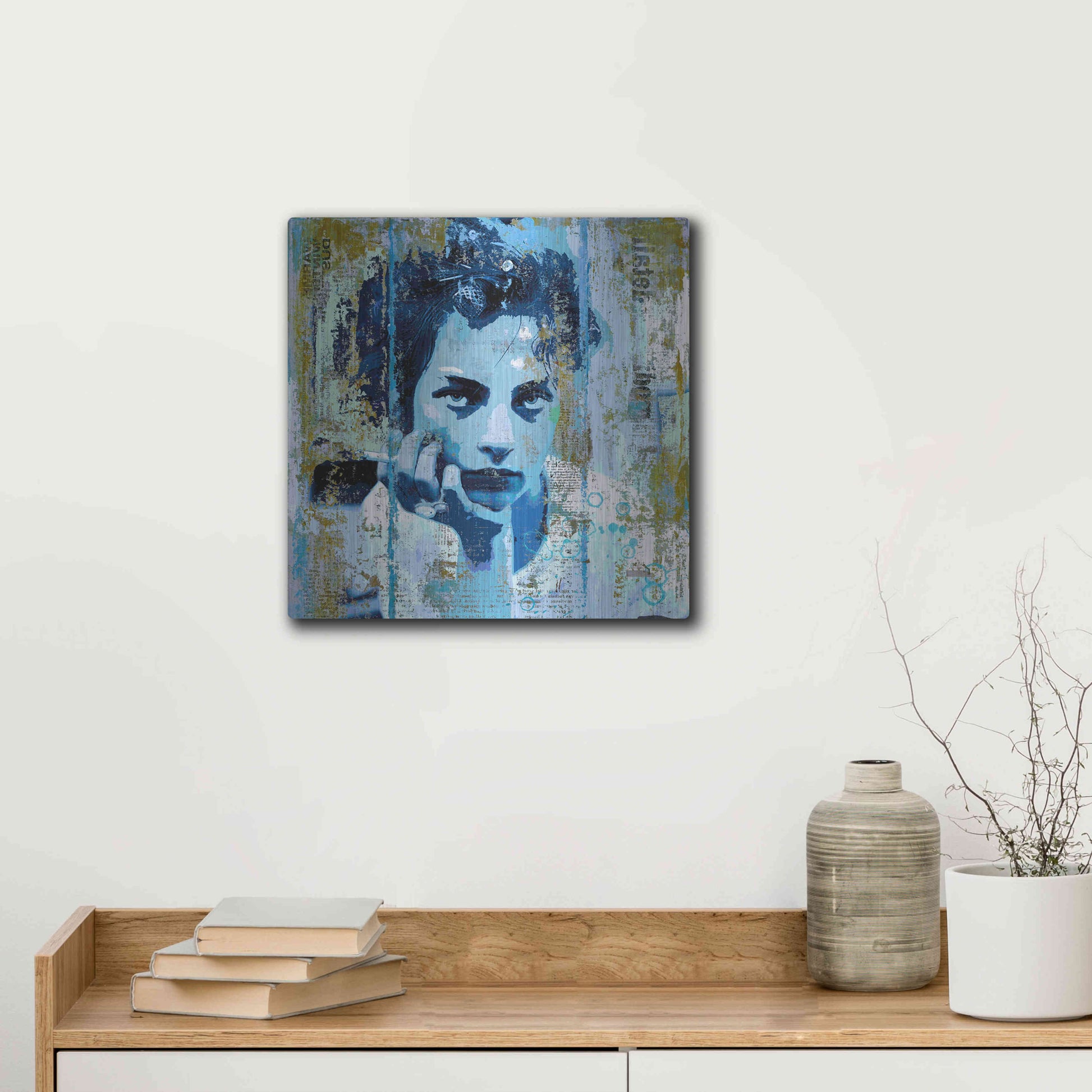 Luxe Metal Art 'BLUE MONDAY' by DB Waterman,12x12