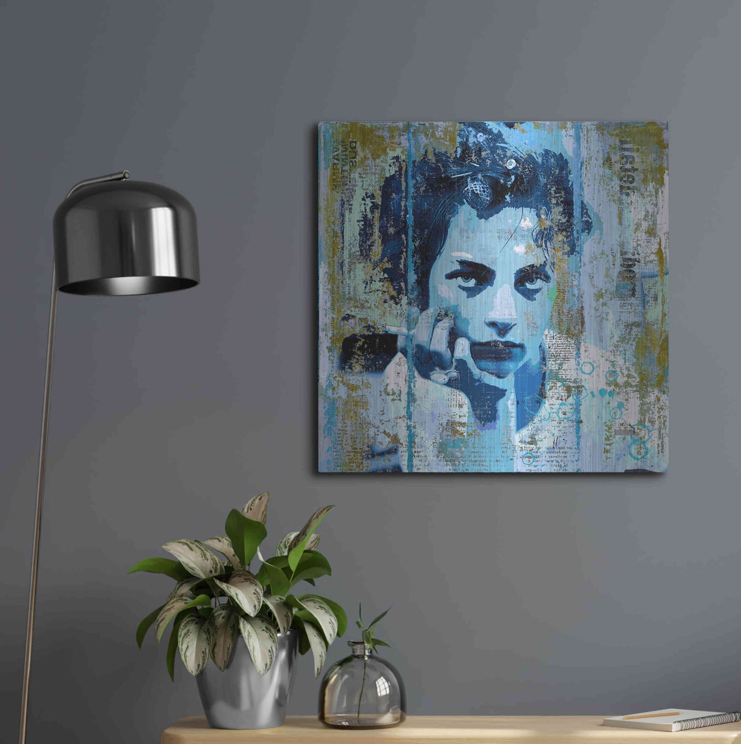 Luxe Metal Art 'BLUE MONDAY' by DB Waterman,24x24