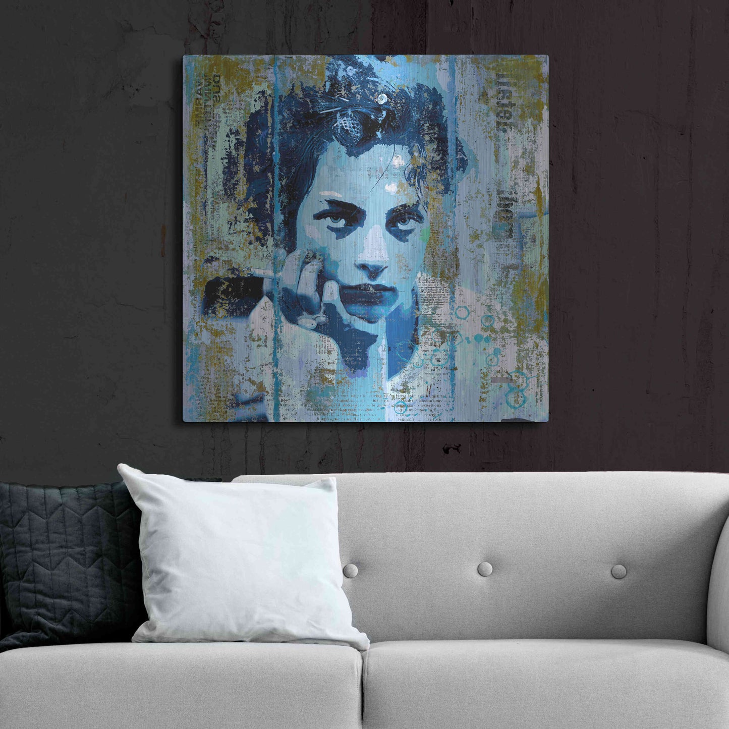 Luxe Metal Art 'BLUE MONDAY' by DB Waterman,36x36