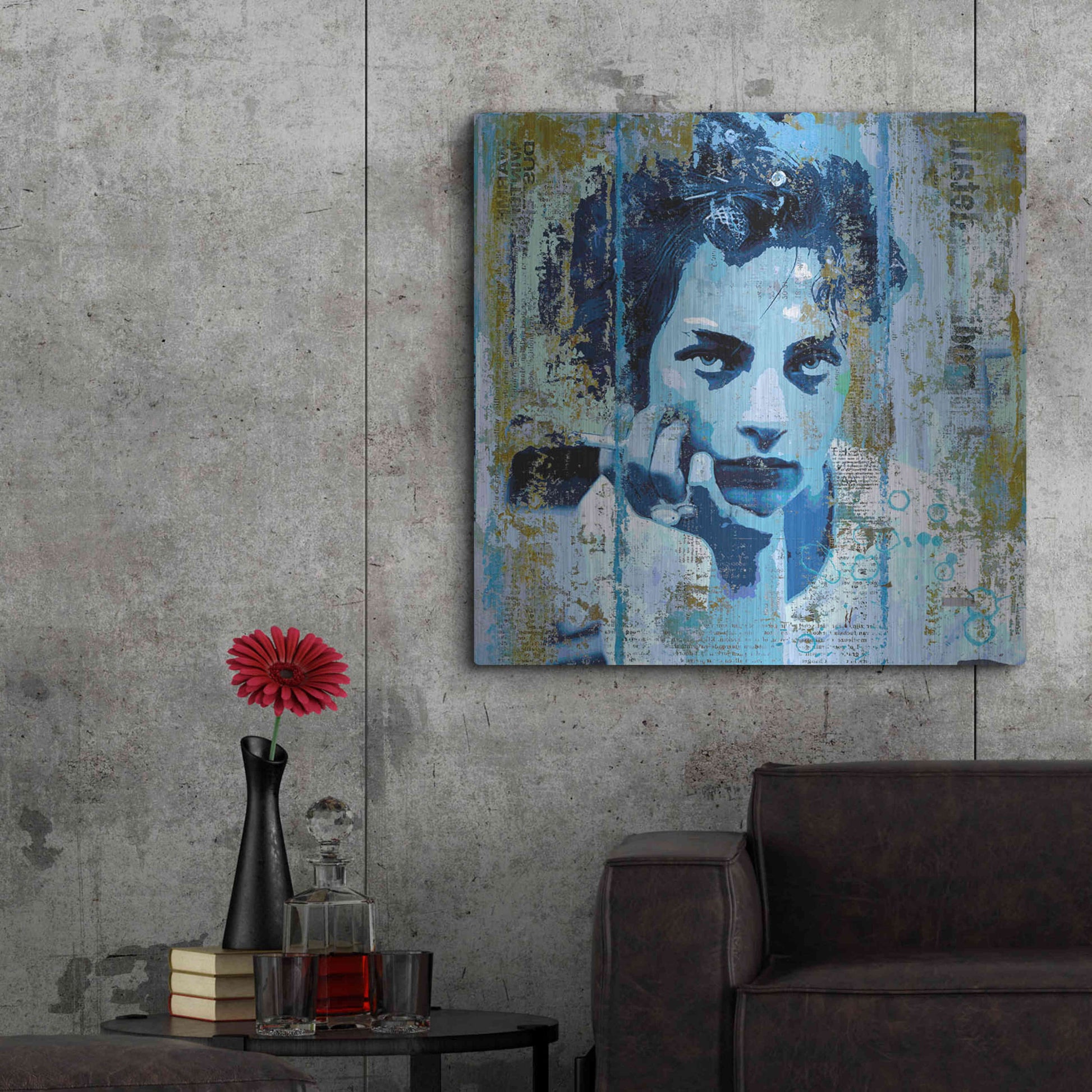 Luxe Metal Art 'BLUE MONDAY' by DB Waterman,36x36