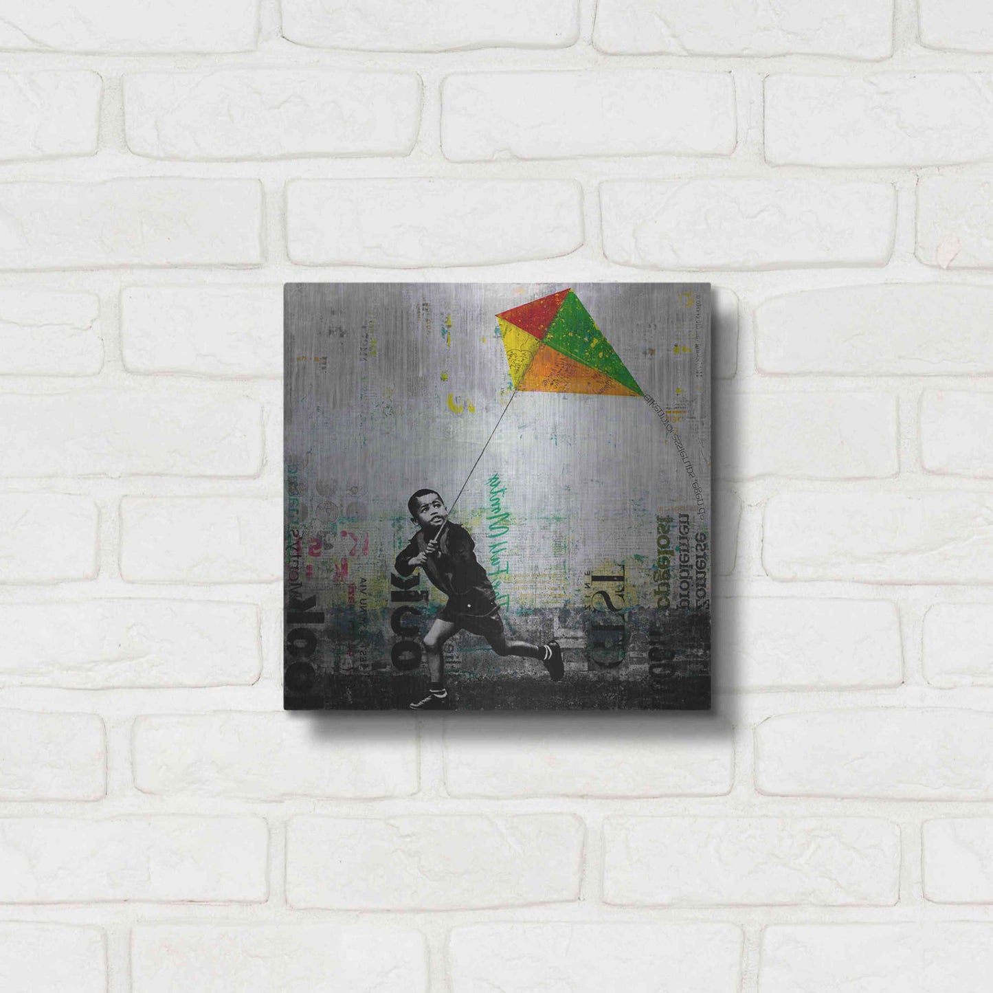 Luxe Metal Art 'KID WITH KITE' by DB Waterman,12x12