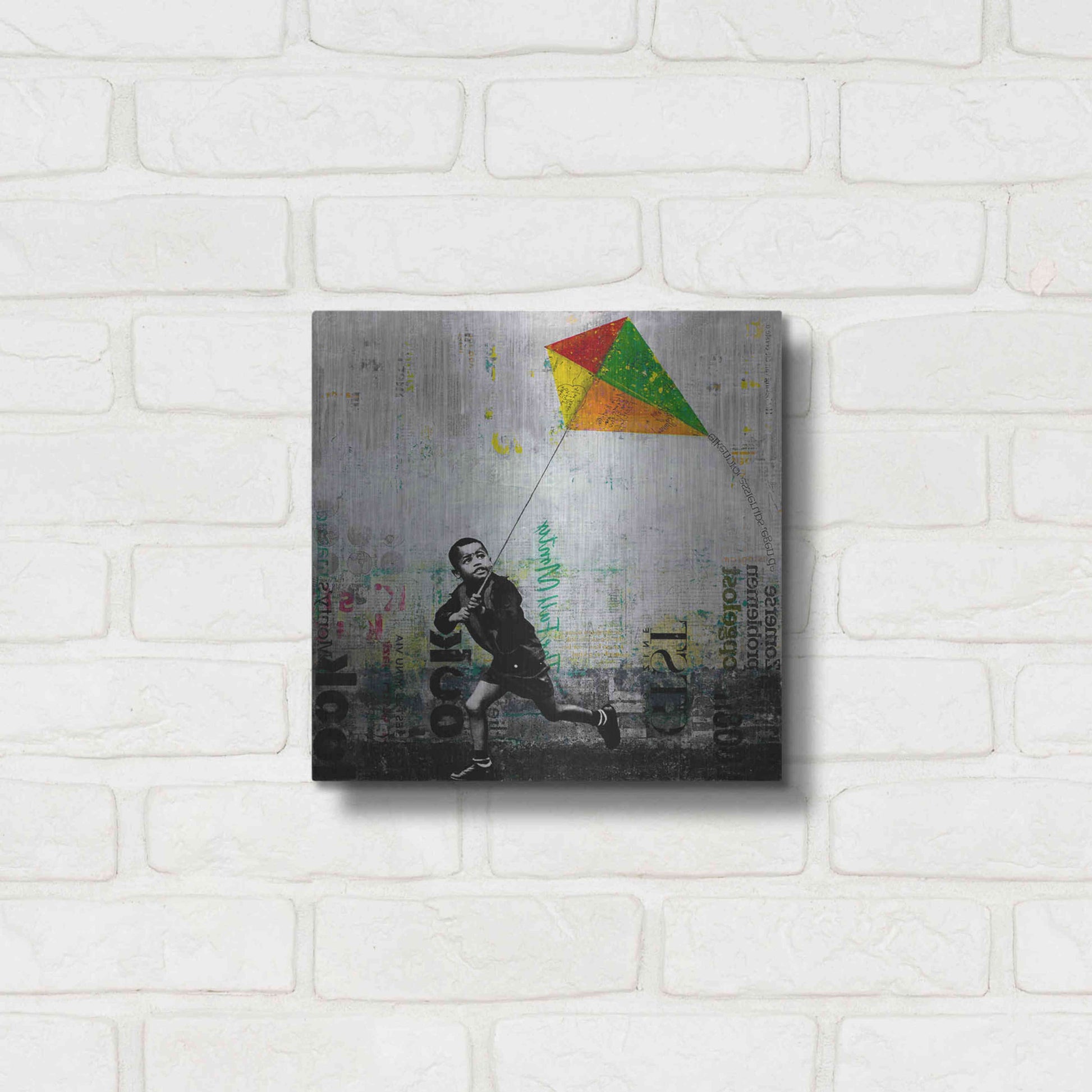 Luxe Metal Art 'KID WITH KITE' by DB Waterman,12x12