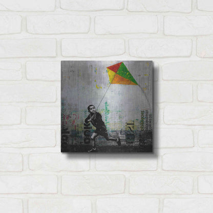 Luxe Metal Art 'KID WITH KITE' by DB Waterman,12x12