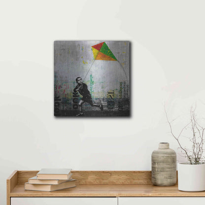 Luxe Metal Art 'KID WITH KITE' by DB Waterman,12x12