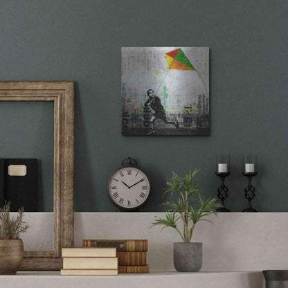 Luxe Metal Art 'KID WITH KITE' by DB Waterman,12x12