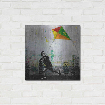 Luxe Metal Art 'KID WITH KITE' by DB Waterman,24x24
