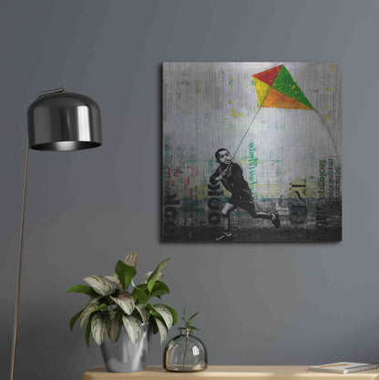 Luxe Metal Art 'KID WITH KITE' by DB Waterman,24x24