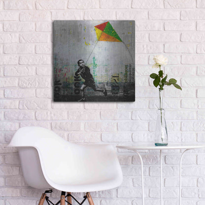 Luxe Metal Art 'KID WITH KITE' by DB Waterman,24x24