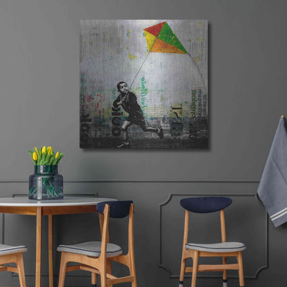 Luxe Metal Art 'KID WITH KITE' by DB Waterman,36x36