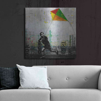 Luxe Metal Art 'KID WITH KITE' by DB Waterman,36x36