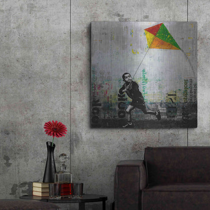 Luxe Metal Art 'KID WITH KITE' by DB Waterman,36x36