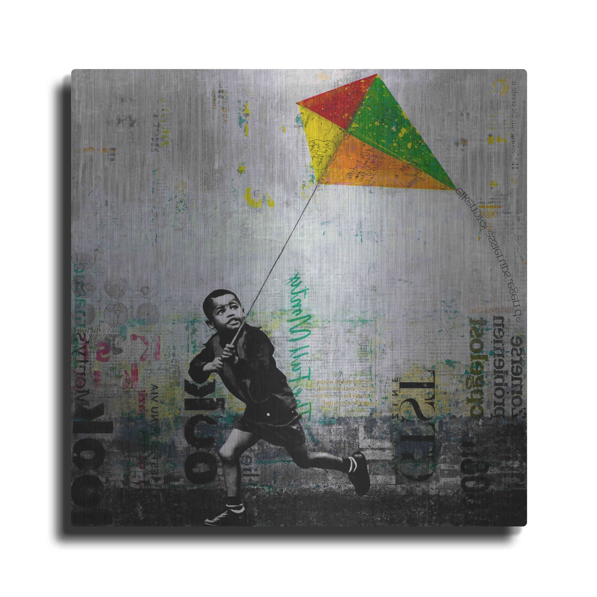 Luxe Metal Art 'KID WITH KITE' by DB Waterman