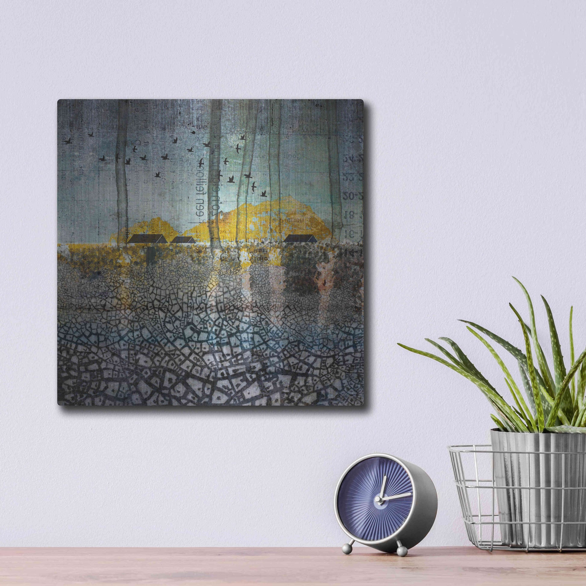 Luxe Metal Art 'SCARS IN THE EARTH' by DB Waterman,12x12