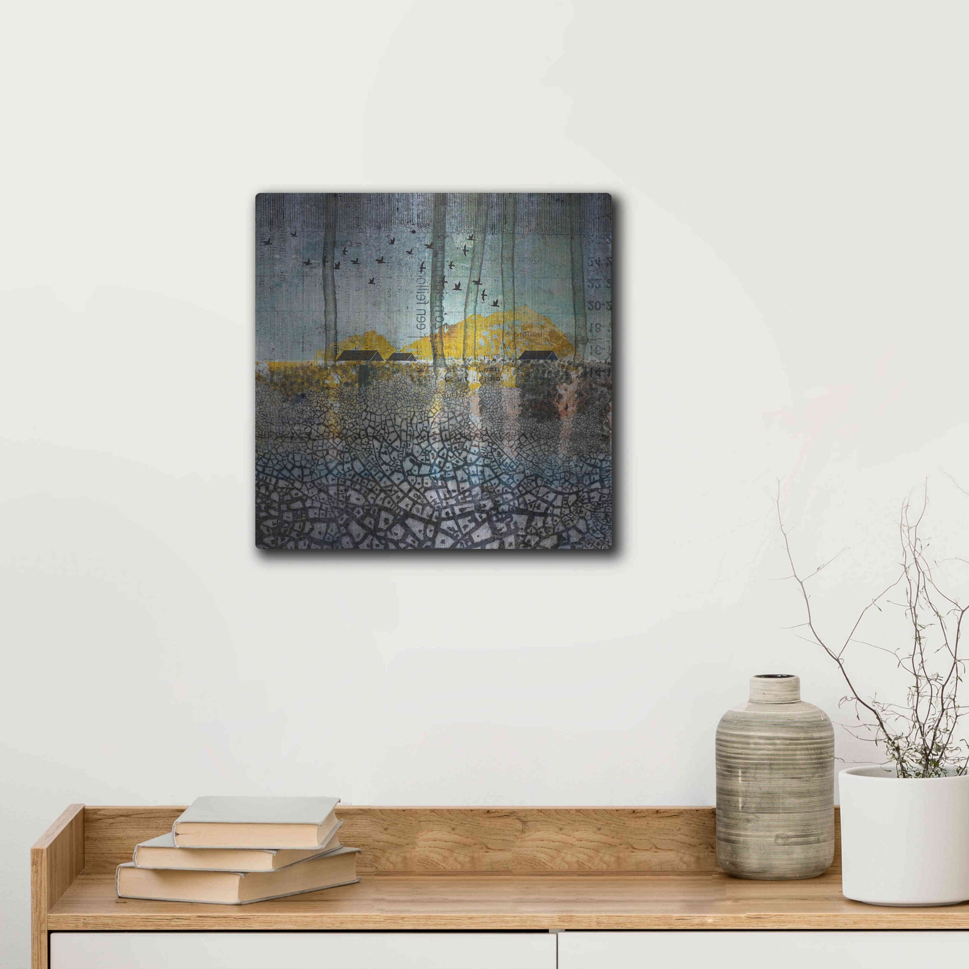 Luxe Metal Art 'SCARS IN THE EARTH' by DB Waterman,12x12