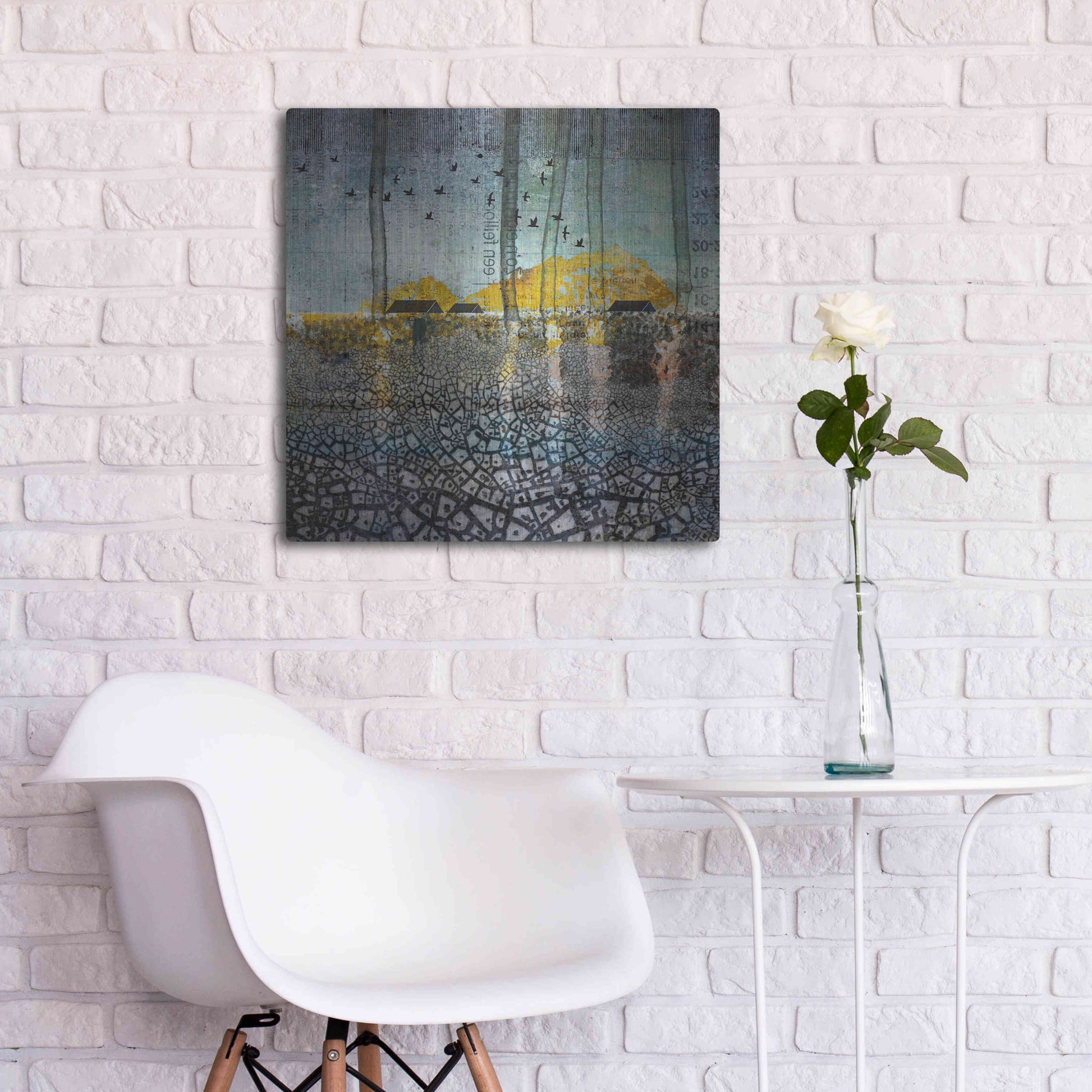 Luxe Metal Art 'SCARS IN THE EARTH' by DB Waterman,24x24