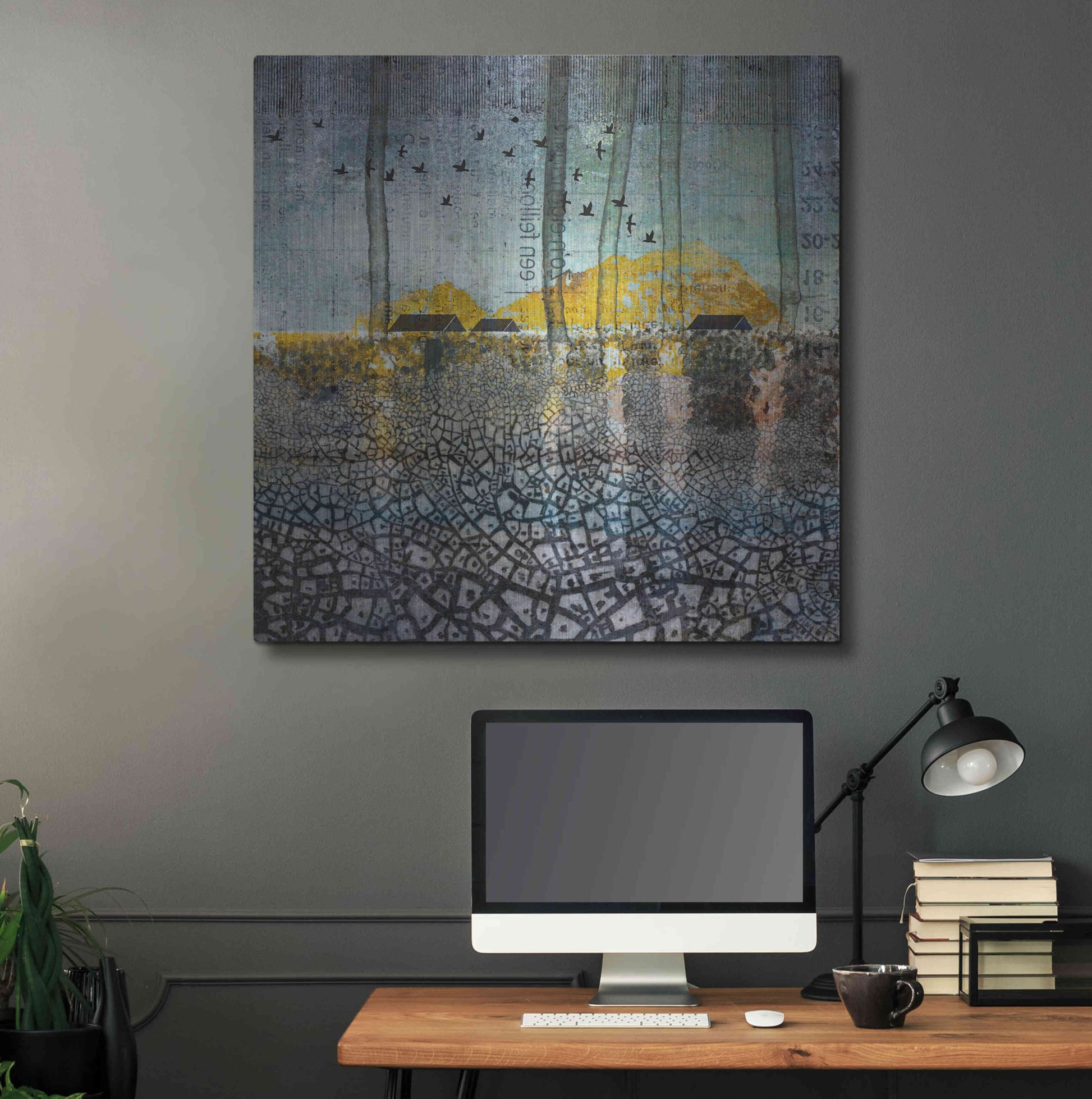 Luxe Metal Art 'SCARS IN THE EARTH' by DB Waterman,36x36