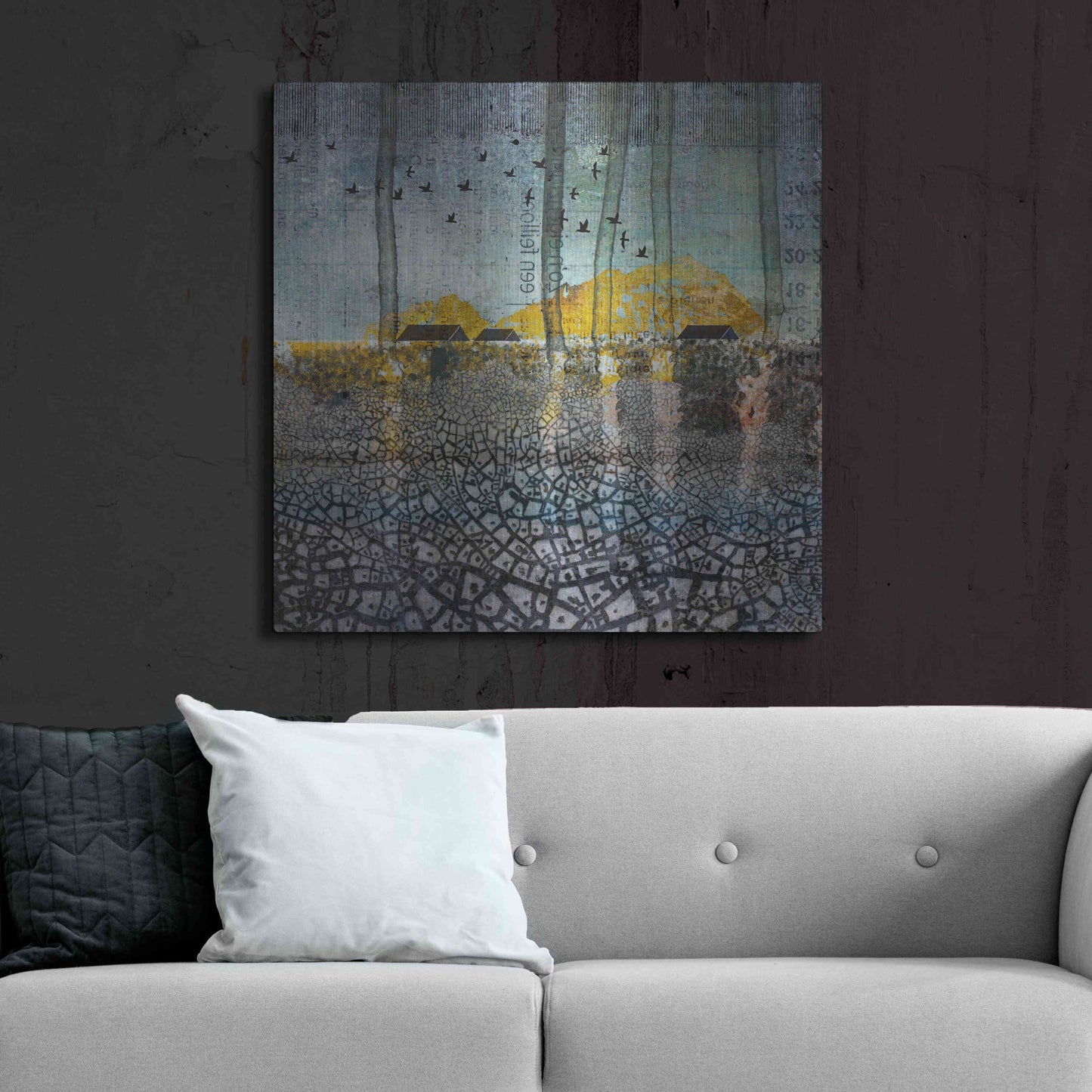 Luxe Metal Art 'SCARS IN THE EARTH' by DB Waterman,36x36