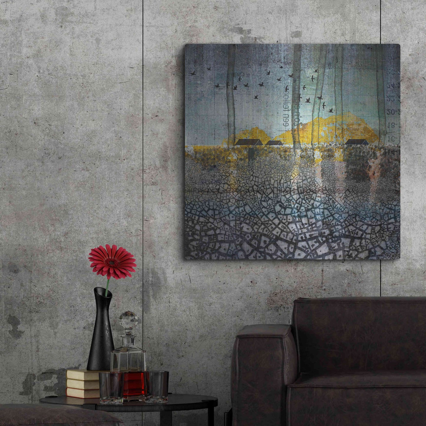 Luxe Metal Art 'SCARS IN THE EARTH' by DB Waterman,36x36