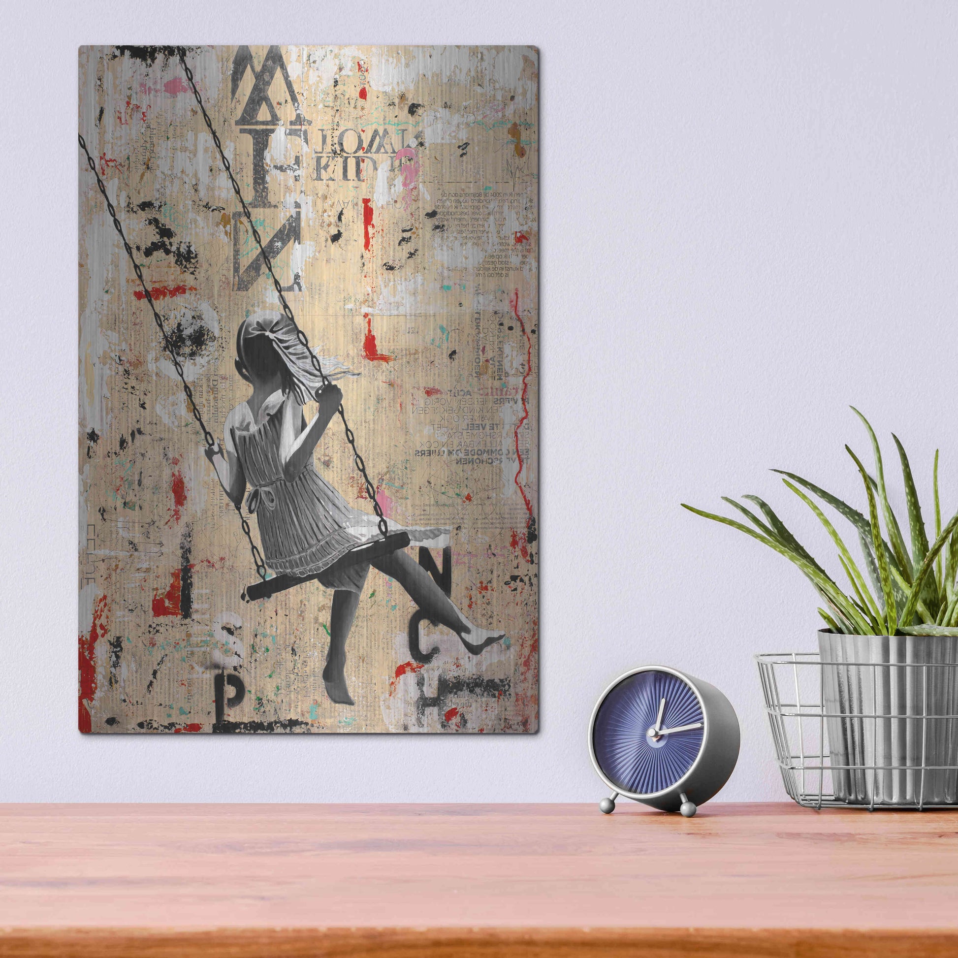 Luxe Metal Art 'SUMMER SWING' by DB Waterman,12x16