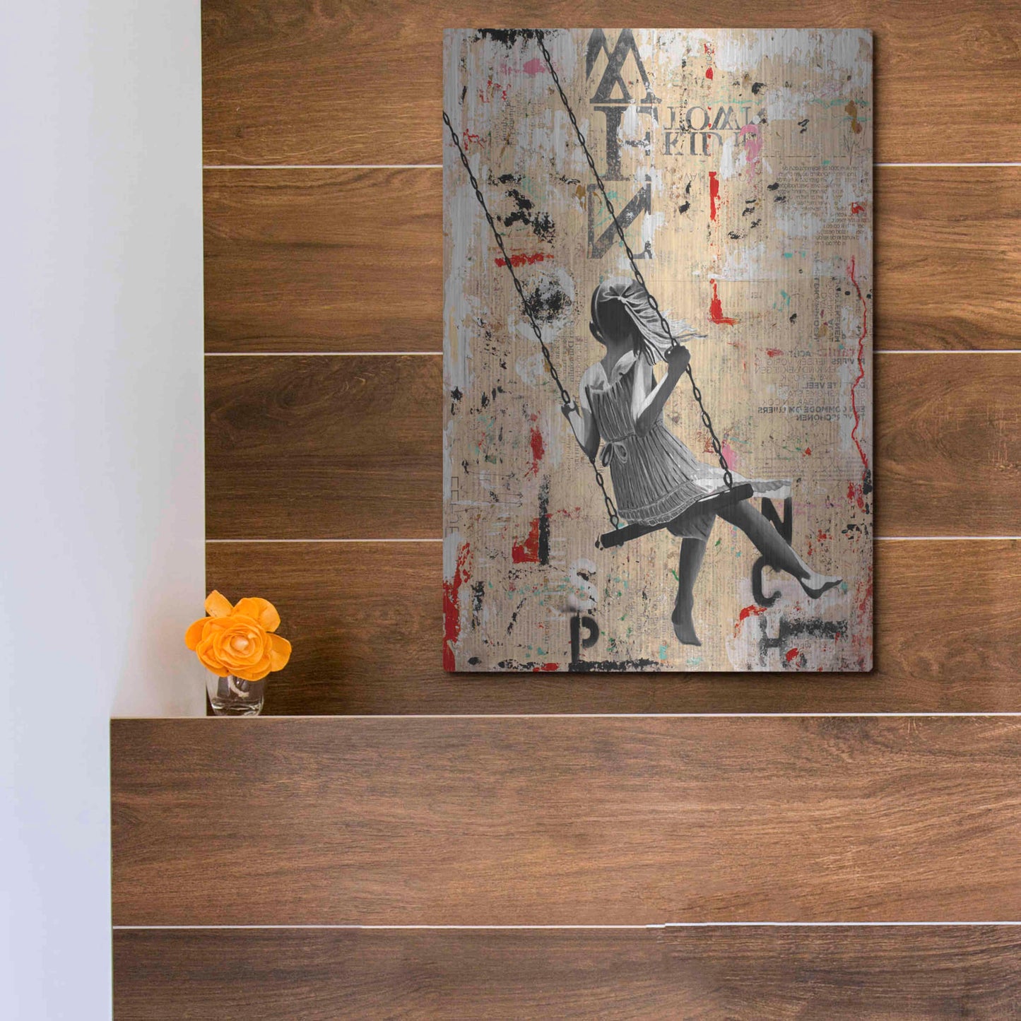 Luxe Metal Art 'SUMMER SWING' by DB Waterman,12x16