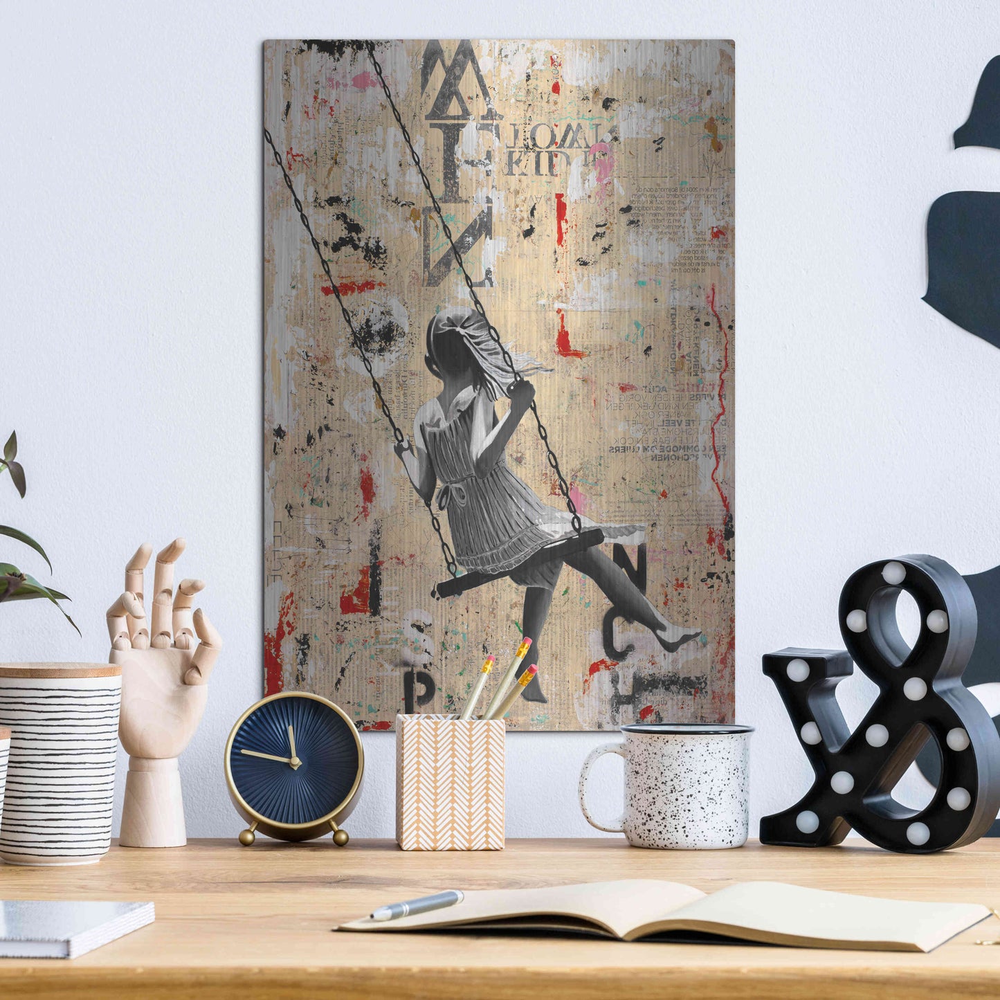 Luxe Metal Art 'SUMMER SWING' by DB Waterman,12x16