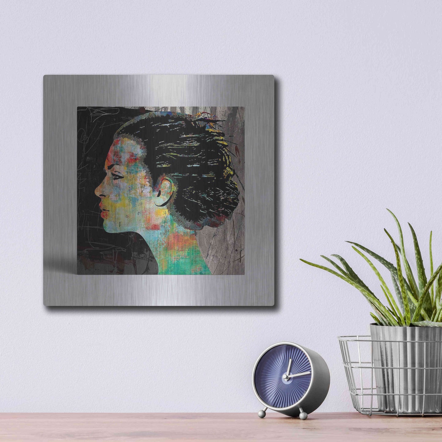 Luxe Metal Art 'THE COLORFUL GIRL' by DB Waterman,12x12