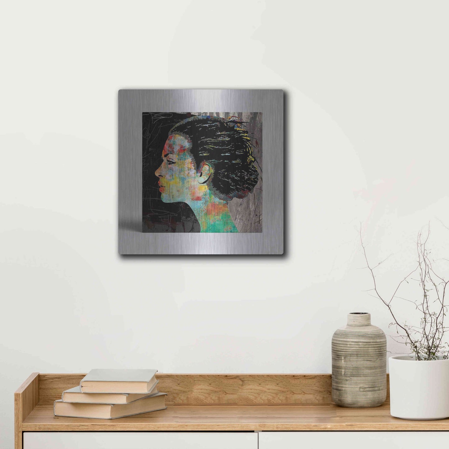 Luxe Metal Art 'THE COLORFUL GIRL' by DB Waterman,12x12