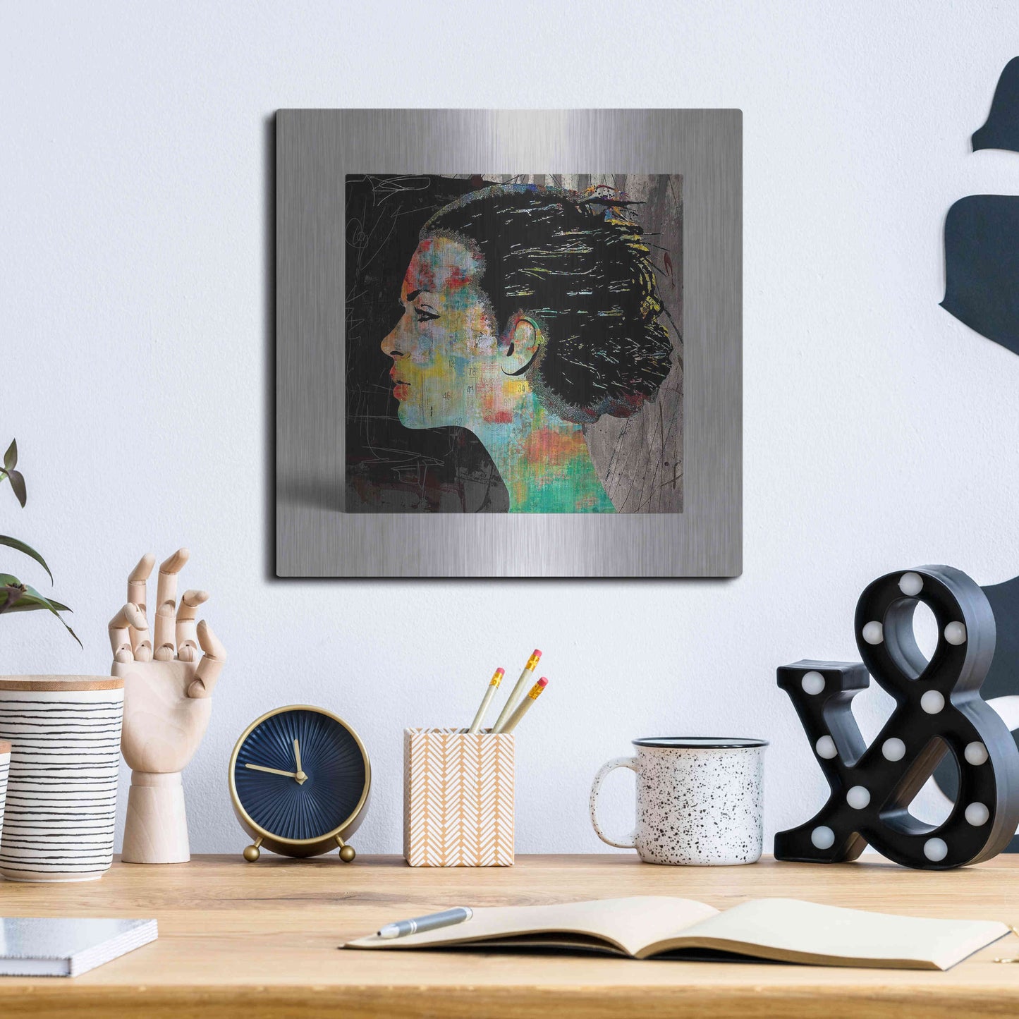 Luxe Metal Art 'THE COLORFUL GIRL' by DB Waterman,12x12