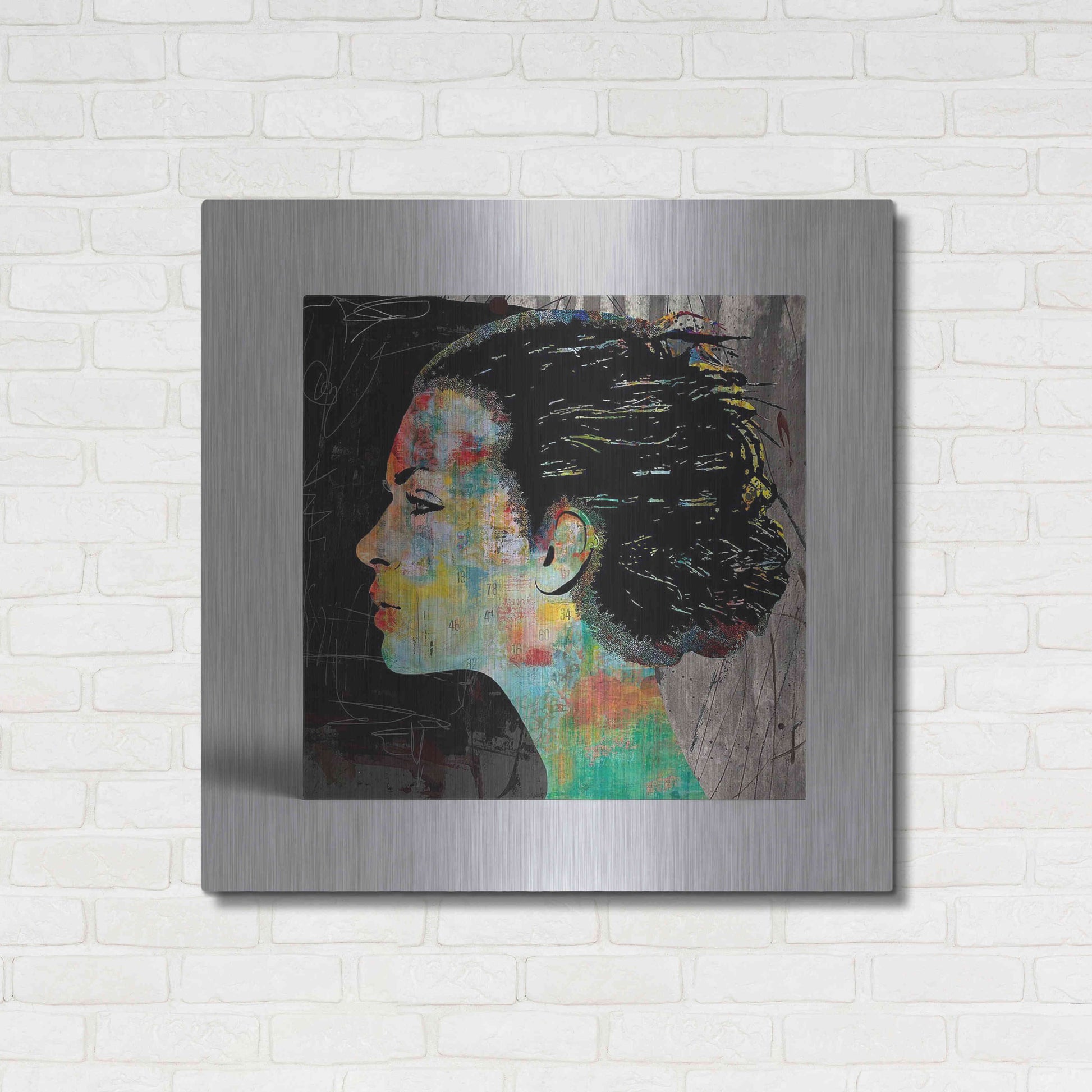 Luxe Metal Art 'THE COLORFUL GIRL' by DB Waterman,36x36