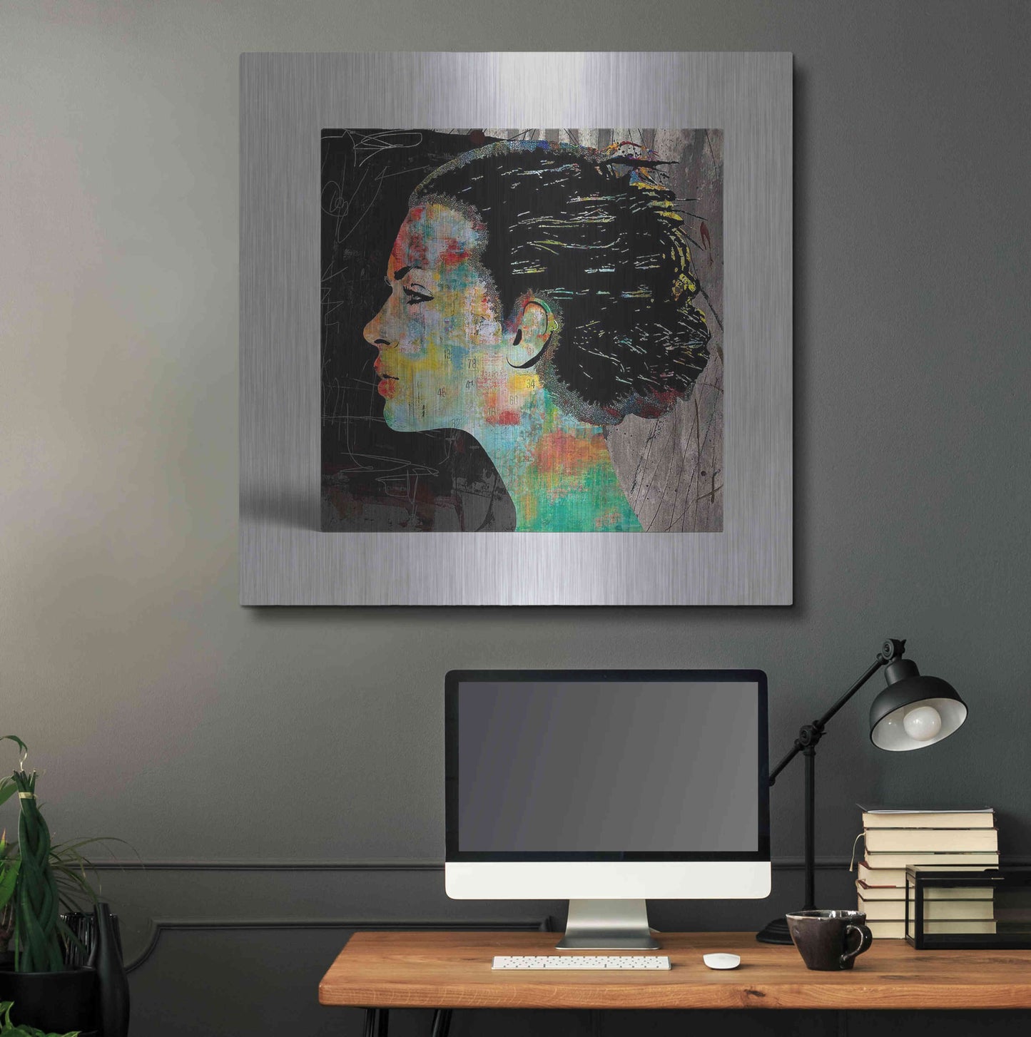 Luxe Metal Art 'THE COLORFUL GIRL' by DB Waterman,36x36