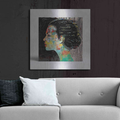 Luxe Metal Art 'THE COLORFUL GIRL' by DB Waterman,36x36