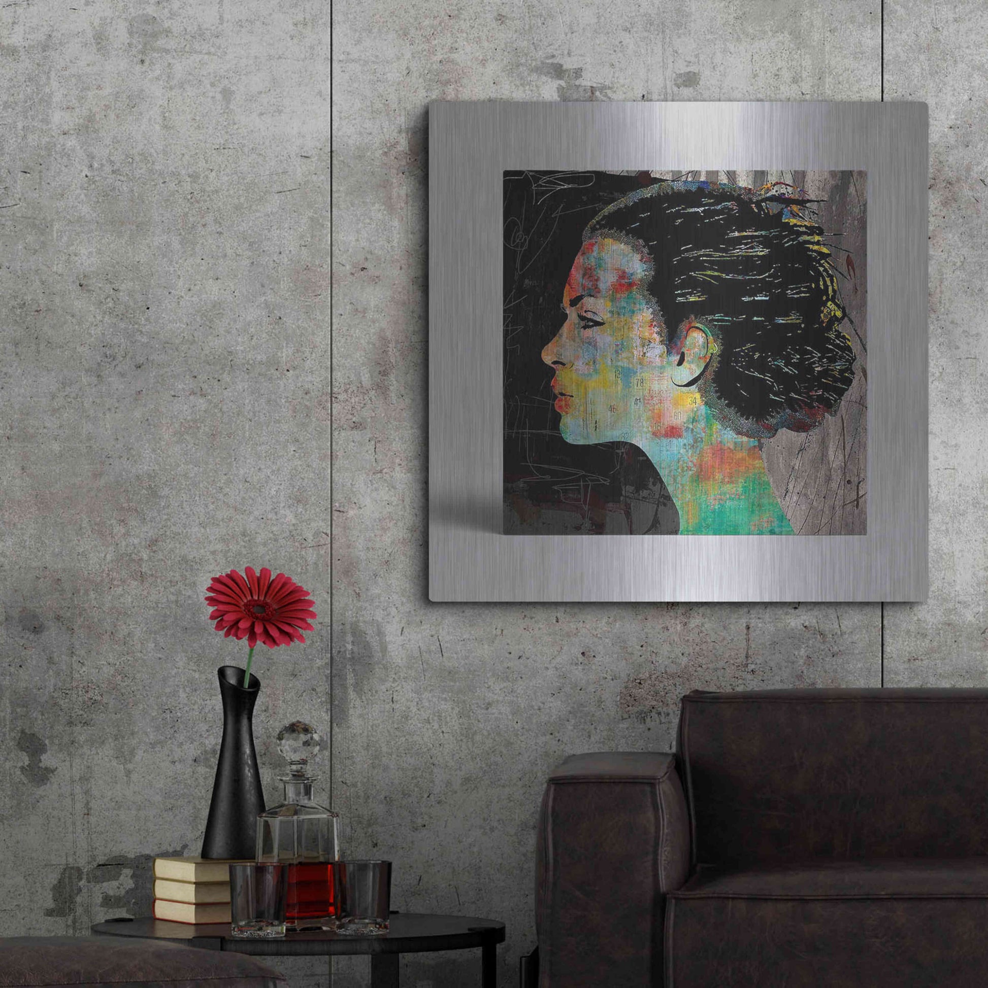 Luxe Metal Art 'THE COLORFUL GIRL' by DB Waterman,36x36