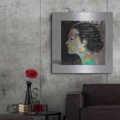 Luxe Metal Art 'THE COLORFUL GIRL' by DB Waterman,36x36