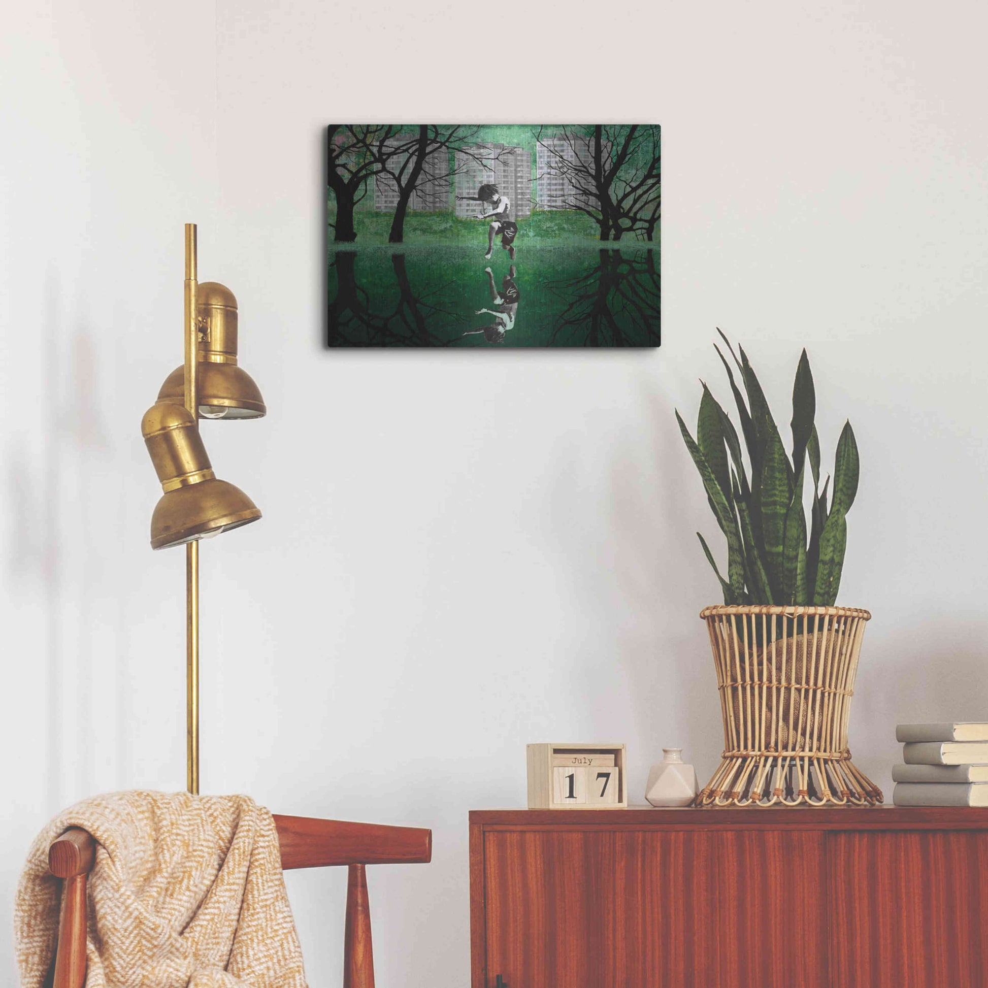 Luxe Metal Art 'THE GREEN POND' by DB Waterman,24x16