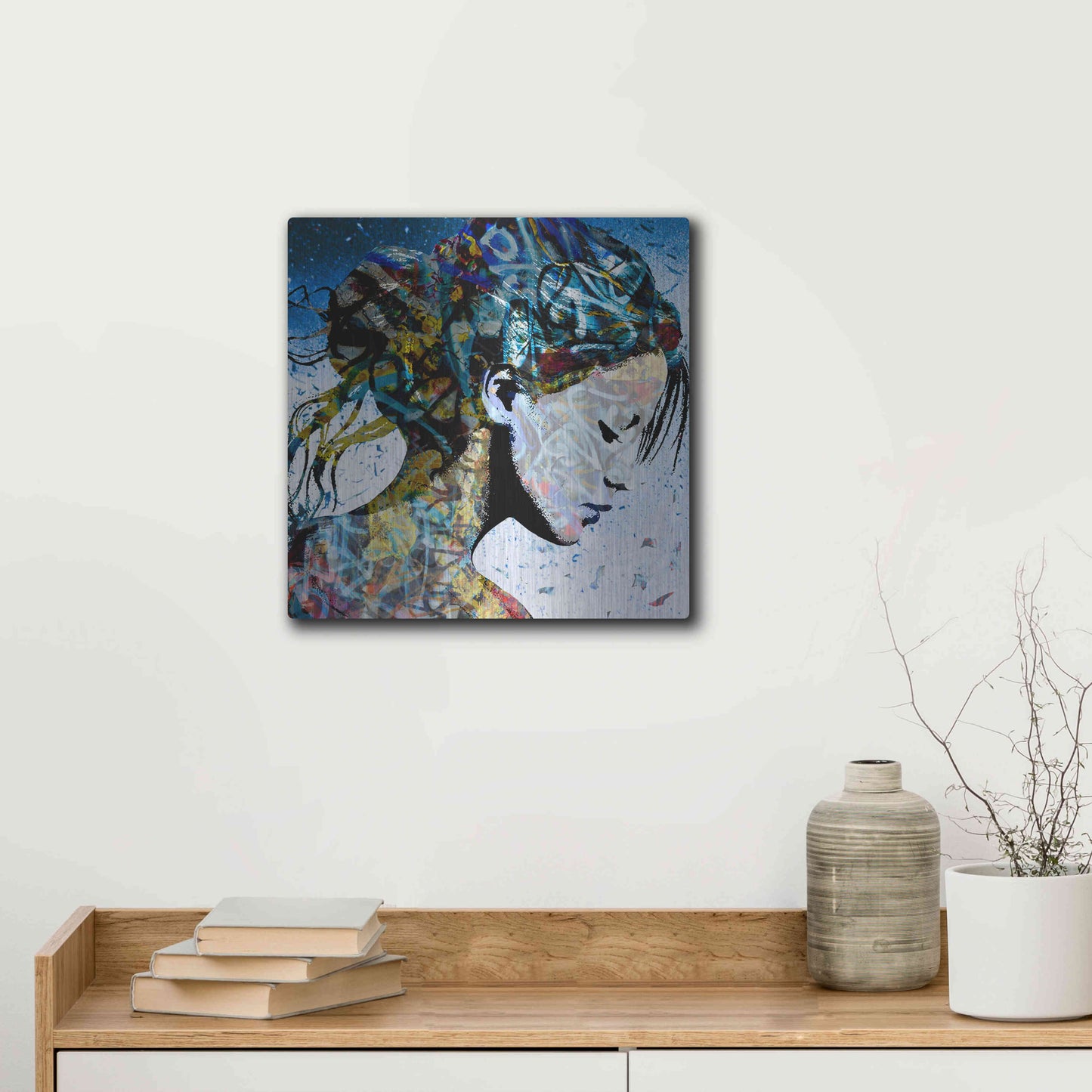 Luxe Metal Art 'THE MODEST GIRL' by DB Waterman,12x12