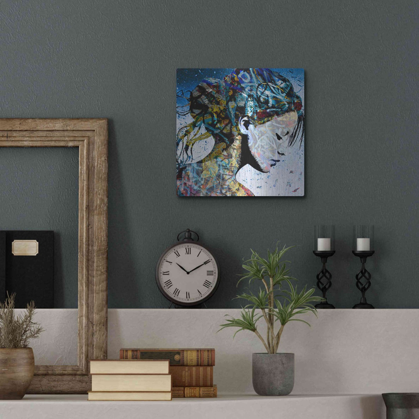 Luxe Metal Art 'THE MODEST GIRL' by DB Waterman,12x12