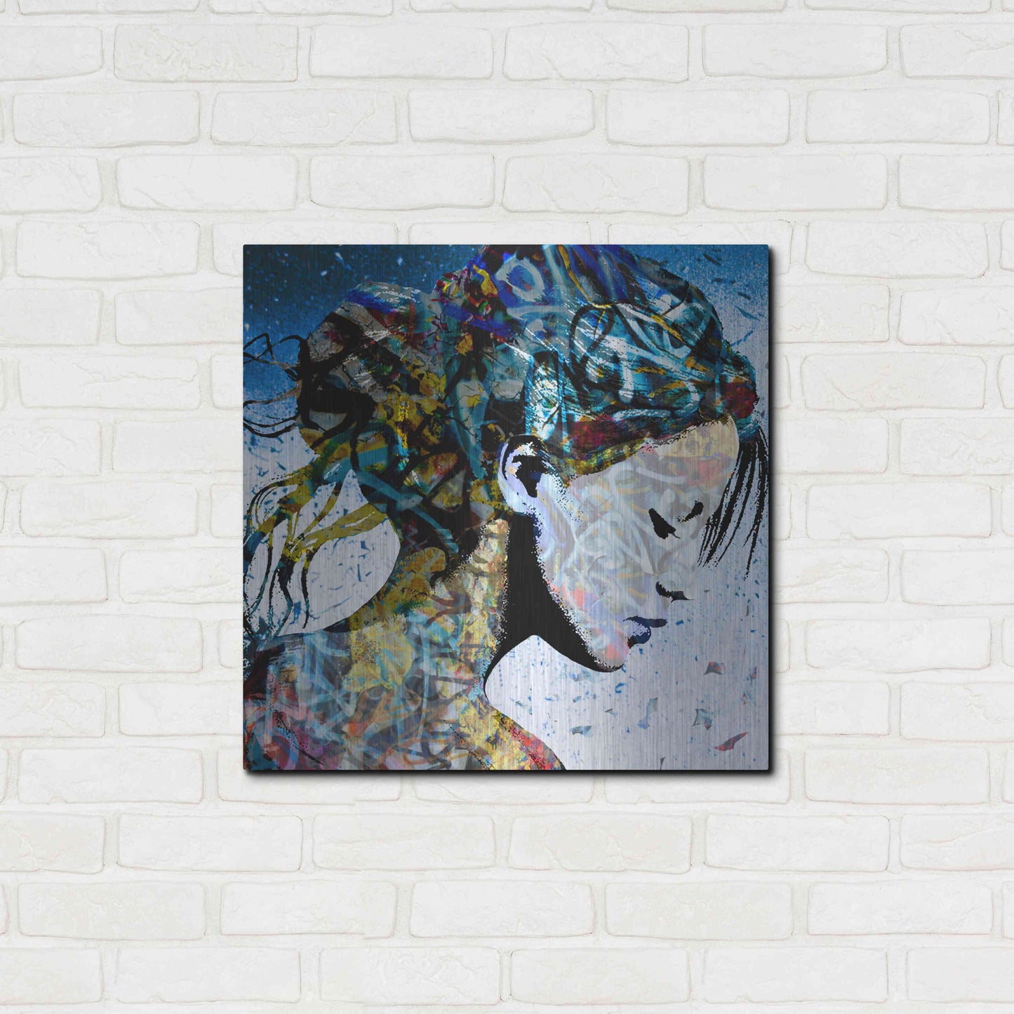 Luxe Metal Art 'THE MODEST GIRL' by DB Waterman,24x24