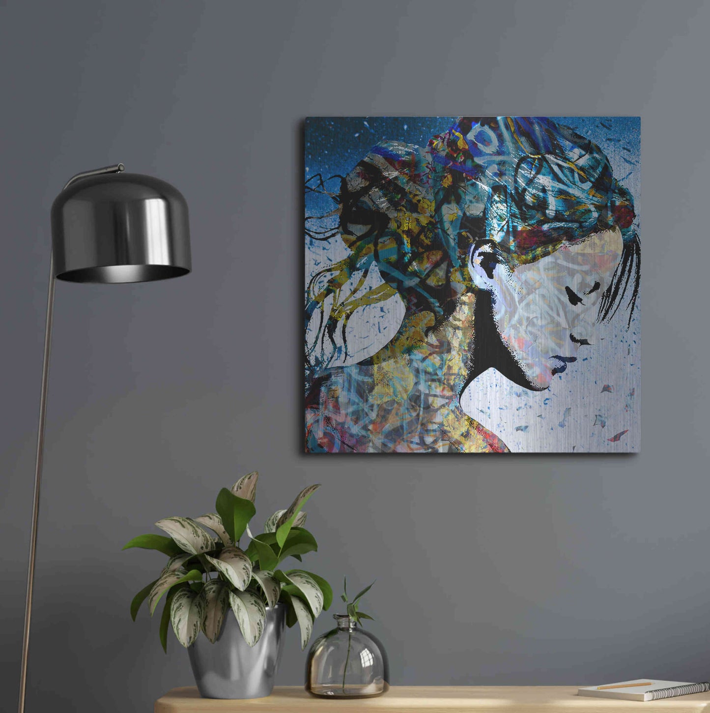 Luxe Metal Art 'THE MODEST GIRL' by DB Waterman,24x24