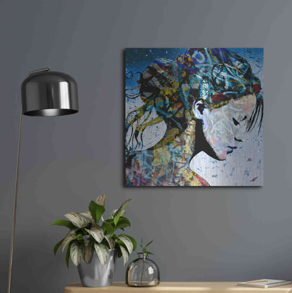 Luxe Metal Art 'THE MODEST GIRL' by DB Waterman,24x24