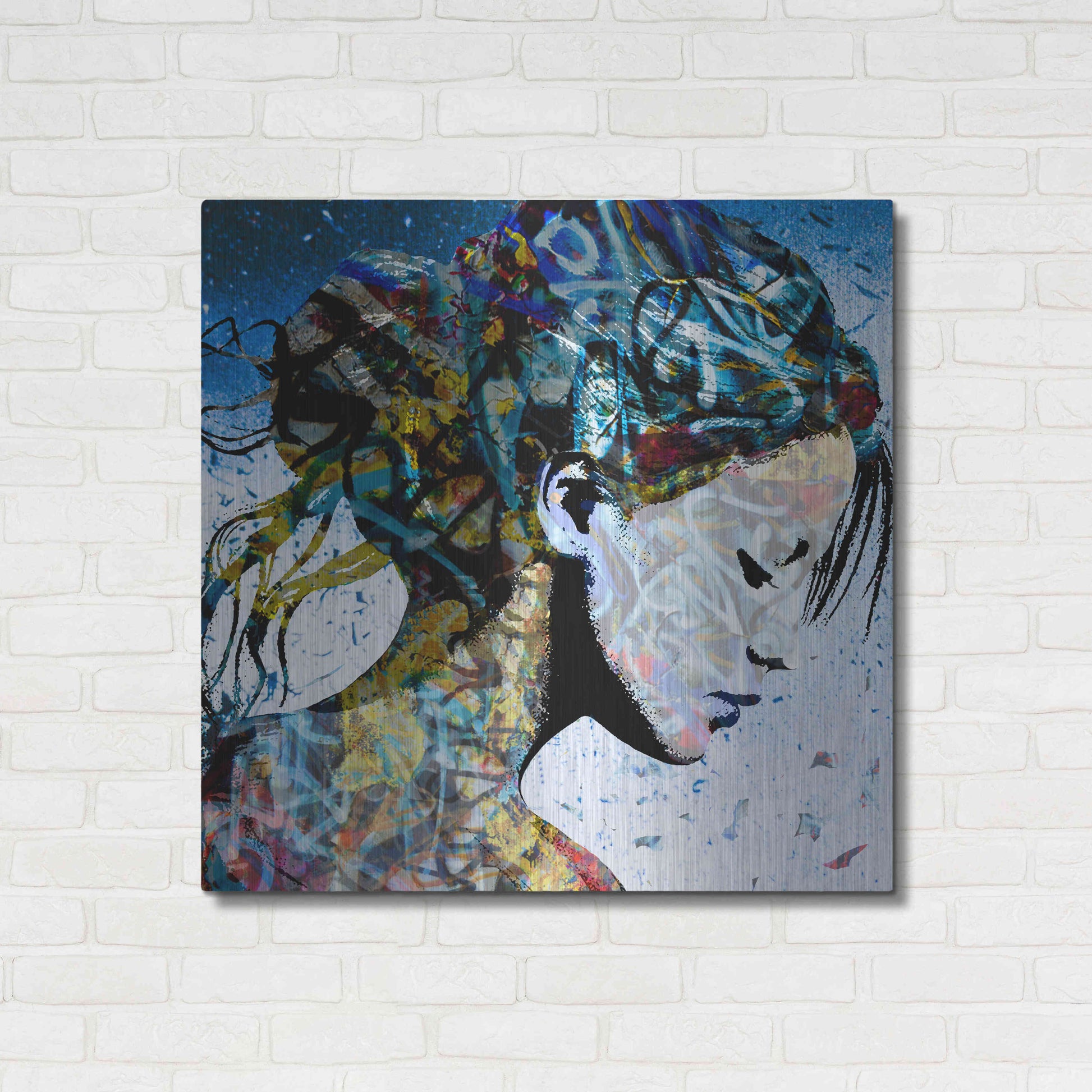 Luxe Metal Art 'THE MODEST GIRL' by DB Waterman,36x36