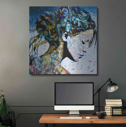 Luxe Metal Art 'THE MODEST GIRL' by DB Waterman,36x36